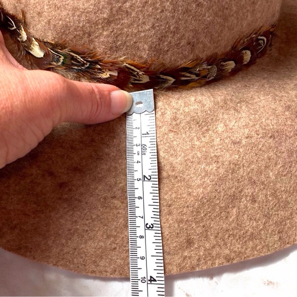 MERONA Brown Boho Festival Floppy Hat with Feather Band - Picture 5 of 7